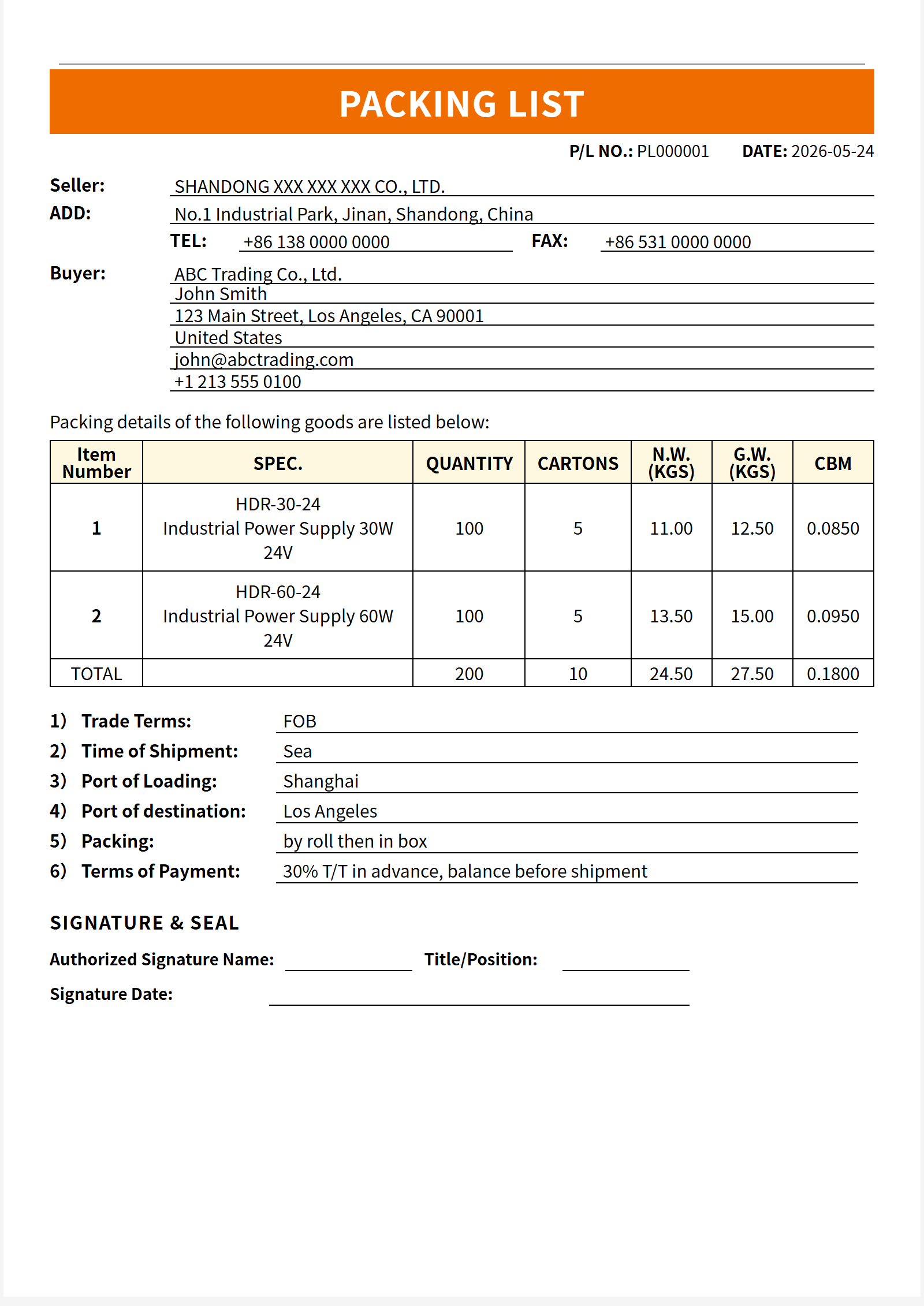 经典线条 Packing List 模板大图预览