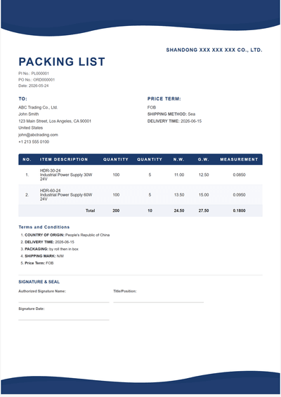 几何波浪 Packing List 模板预览